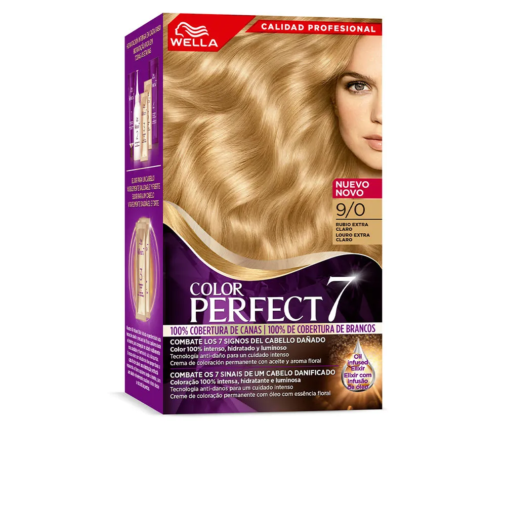 WELLA COLOR PERFECT 7 100% cobertura de canas #9/0-rubio extra claro 6 u