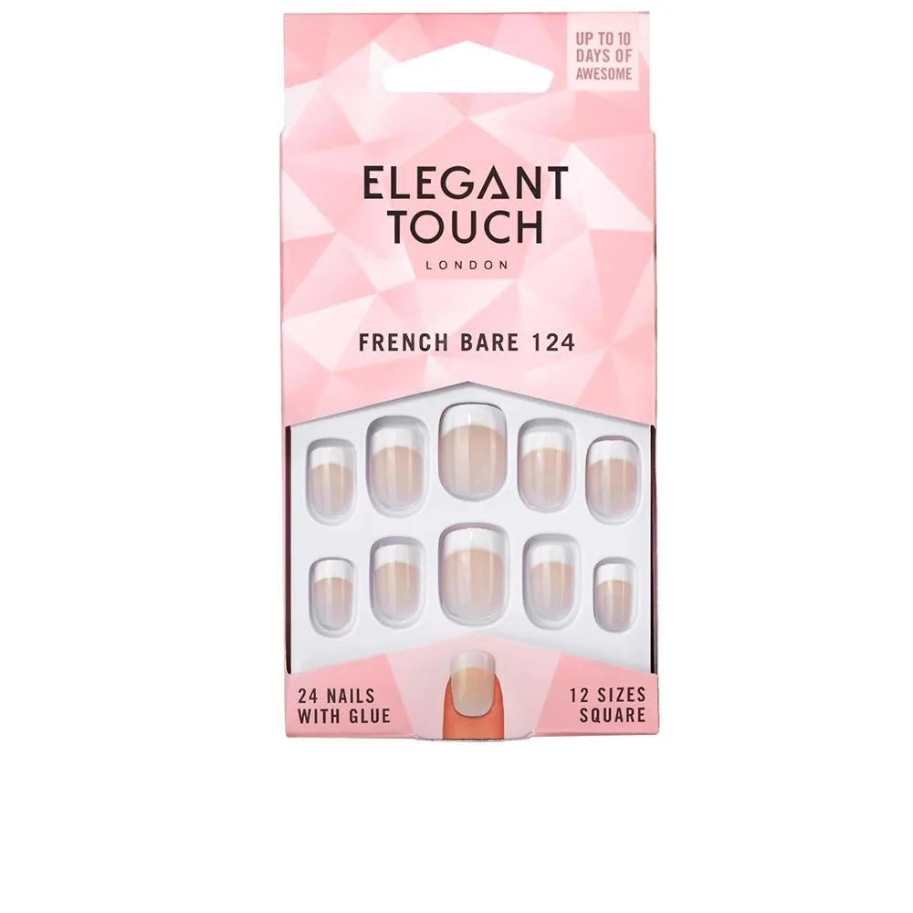 FRENCH bare nails with glue square #124-S 24 u