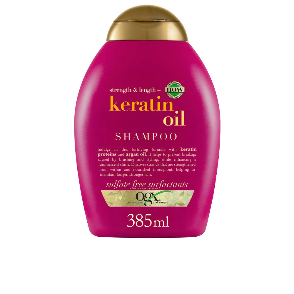 OGX Champú Aceite de Queratina, Pelo Quebradizo, Hidratante y Fortalecedor 385 ml