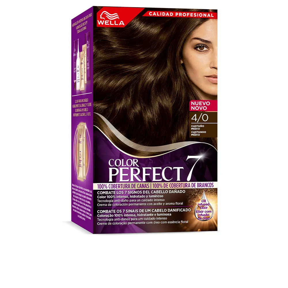 WELLA COLOR PERFECT 7 100% cobertura de canas #4/0-castaño medio