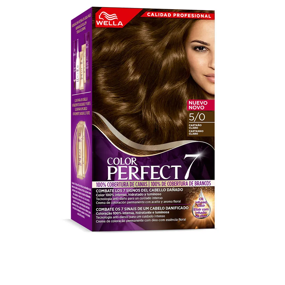 WELLA COLOR PERFECT 7 100% cobertura de canas #5/0-castaño claro