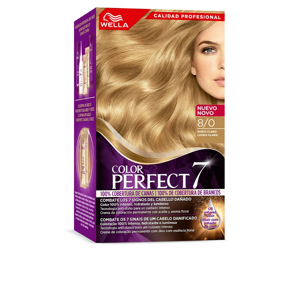 WELLA COLOR PERFECT 7 100% cobertura de canas #8/0-rubio claro 6 u