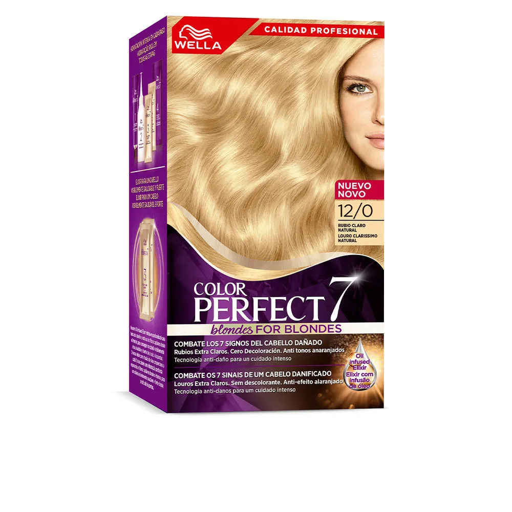 WELLA COLOR PERFECT 7 100% cobertura de canas #12/0-rubio claro natural 6 u