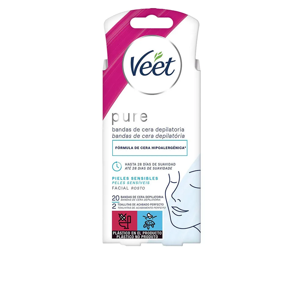BANDAS DE CERA PURE facial piel sensible 20 u